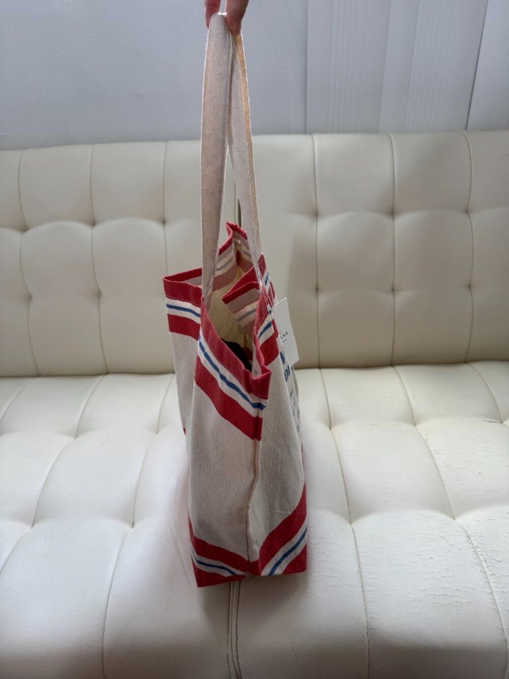NWT Sezane limited edition Italy l'Avventura cotton canvas tote red stripe heart - Picture 5 of 8
